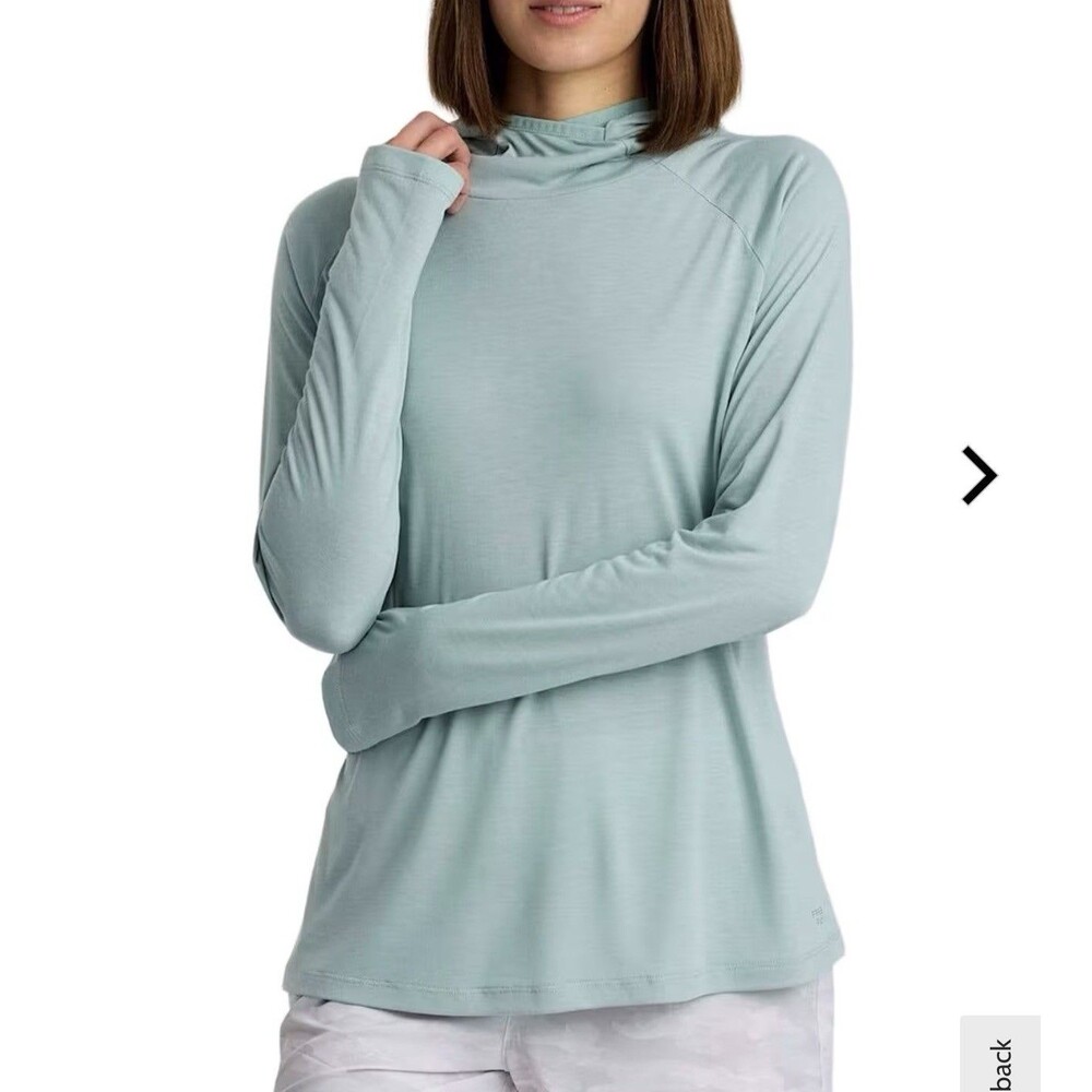 Free Fly Womens Bamboo Lightweight Hoodie II Ocean Mist Blue Size XL UPF20